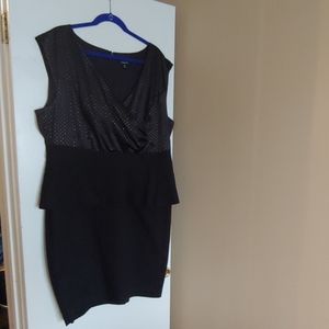 Black and gold polka dot peplum pencil dress